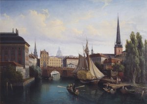 View of the Riddarholmskanalen, Stockholm in 1835 by Gustaf Wilhelm Palm